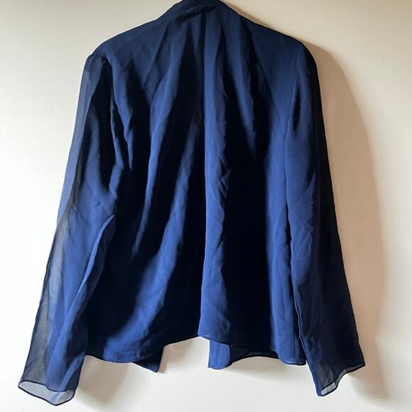 Eileen fisher navy blue silk open blouse S - Picture 2 of 5